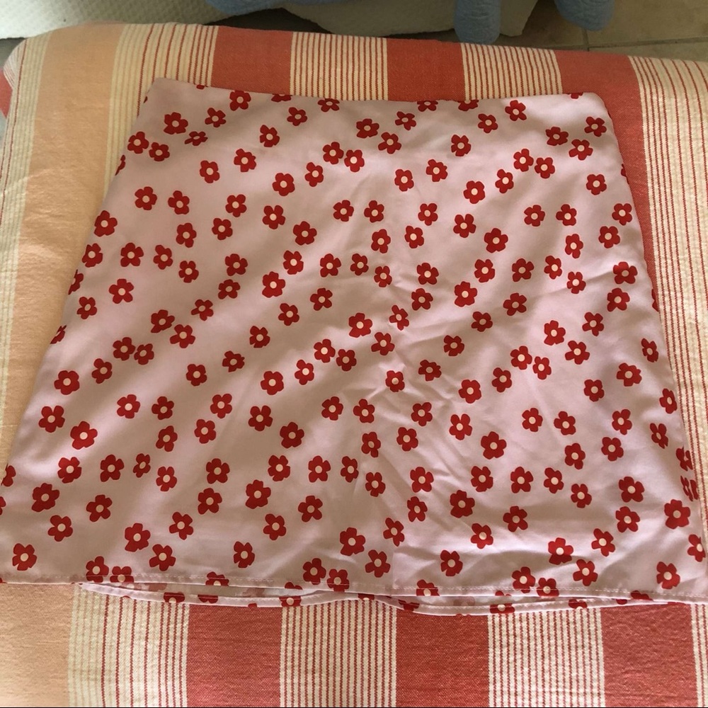 pink and red flower skirt